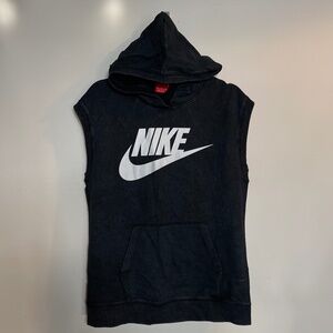 Nike Women’s Black Sleeveless Pullover Hoodie Front Pocket Medium 802555-010